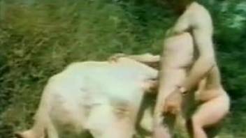 Vintage European bestiality video with lots of hard sex