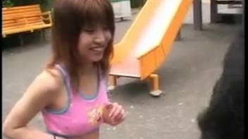 Asian hottie caresses a thick dick and gets pounded