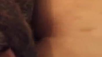 Sun-kissed spouse anally penetrated by her husband and their pet dog