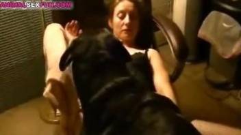 Hesitant MILF getting wrecked by an eager dog