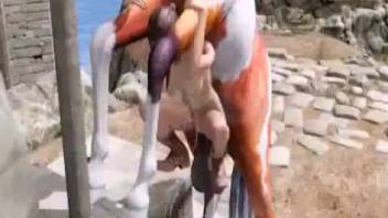 Lara Croft being intensely pounded by a well-endowed stud