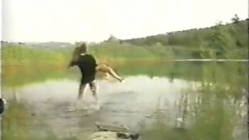 Retro encounter featuring a well-disciplined brown retriever and an unfaithful spouse