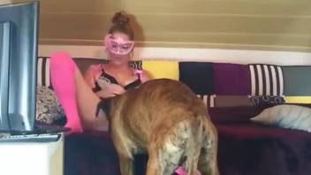 Pink socks slut getting screwed by a dirty dog