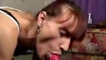 Anorexic MILF getting fucked by her kinky dog